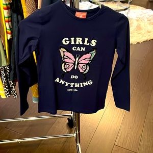 Aloutte girls long sleeve tee with sequined butterfly size 10. NWT
